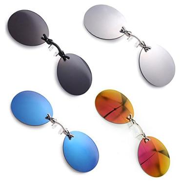 Imagem de ofvhreq Óculos de sol PROSOOL Pacote com 4 óculos de sol redondos retrô com clipe no nariz Matrix Morpheus Movie (4 unidades, 4 cores), A, Normal Size