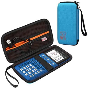 Imagem de Bolsa de transporte para Texas Instruments TI-84 Plus CE/TI-83 Plus CE/Casio FX-9750GII fornece calculadora gráfica BOVKE, pacote universal adicional para cabo USB, manual, azul
