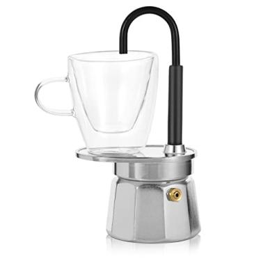 Imagem de MVPLUE - Máquina de café expresso mini expresso, conjunto Moka inclui um copo de parede dupla de 85 g