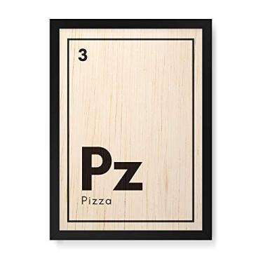 Imagem de Arte Maníacos Quadro Decorativo em Madeira Pizza Elemento - 23x16,25cm (Moldura caixa em laca preta)