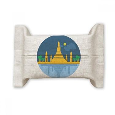 Imagem de Thailand Special Temple Shield Suporte de capa de papel para lenços faciais, saco de linho de algodão
