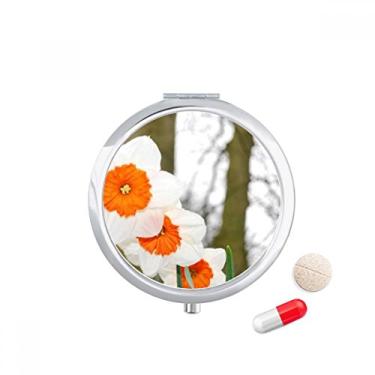 Imagem de Caixa de comprimidos com flores vermelhas e brancas para guardar remédios