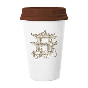 Imagem de Caneca de madeira para esboço da China Landmark copo de cerâmica de vidro bebendo café