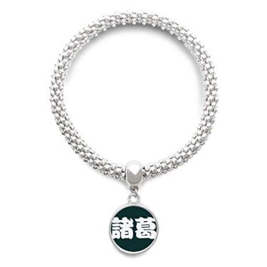 Imagem de DIYthinker Pulseira de prata chinesa com pingente de personagem de sobrenome Zenorme com pingente de corrente ajustável
