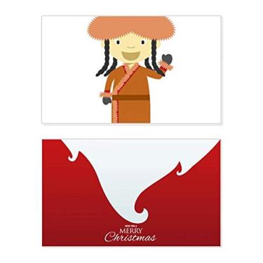 Imagem de Smile Overcoat Mongólia Cartoon Holiday Holiday Merry Christmas Cartões de parabéns Mensagem de Natal