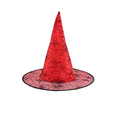 Imagem de Chapéu de bruxa infantil Bestgift chapéu de bruxo fantasia de Halloween chapéu de festa vermelho
