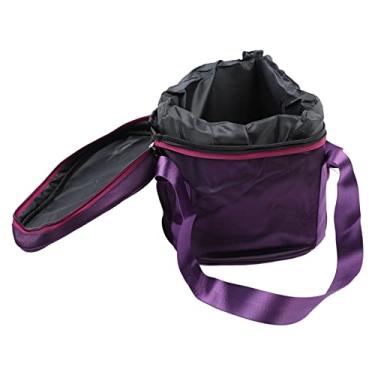 Imagem de Organizador de estojo acolchoado de cristal, tigela de cristal de tecido de algodão roxo com 2 bolsos, boa proteção, duplo, vem com alça portátil, ideal para armazenamento em viagens (35,5 cm