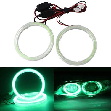 Imagem de Qasim 80 mm verde 63SMD carro Angel Eyes COB anel de halo LED com tampa LED DRL farol de neblina 12V 24V-1 par