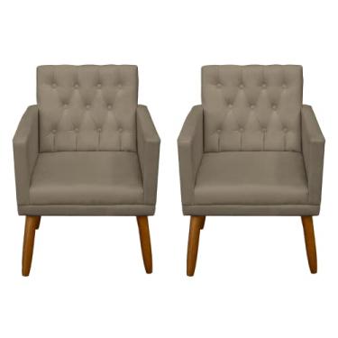 Imagem de Poltrona MOBLAN Decortaiva para sala de Estar Moderna em Destaque Estofada Poltronas para Sala de Leitura manicure em Tecido Cadeira Individual resistente e Pernas de Madeira (2, Cappuccino)