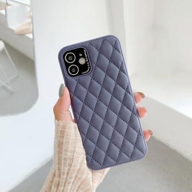 Imagem de Capa de telefone de couro duro com treliça de proteção de pára-choques de luxo para iPhone 13 12 Pro Max 7 8 Plus X XS XR 11 SE 2022 Capa de lente de metal, cinza escuro, para iPhone 12