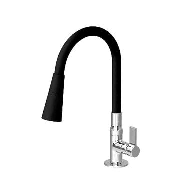 Imagem de Torneira Cozinha Flexível Bancada Cone Preto 1/4 de volta