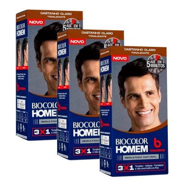 Imagem de Kit Tonalizante Biocolor Homem Castanho Claro - 3 Unidades