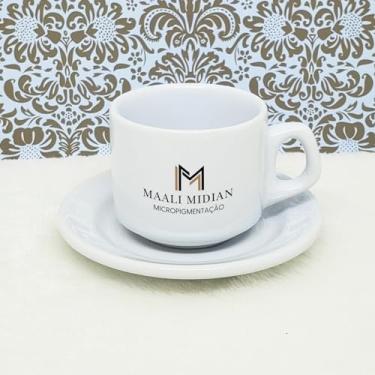Imagem de 04 Xícaras Personalizadas com a Sua Logomarca para Café e Chá + Pires (Capacidade 180 ml)