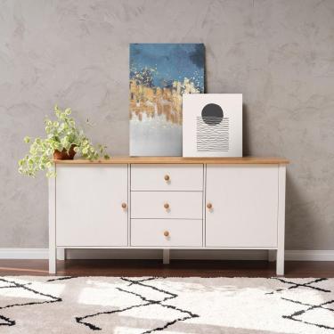 Imagem de Buffet 2 Portas 3 Gavetas Madeira Maciça Vanilla CabeCasa MadeiraMadeira Amêndoa/Branco