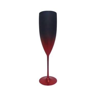 Imagem de 10 Taças Champanhe Acrílico Degrade Preto Fosco 160ml (Vermelho)