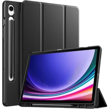 Imagem de Maxgood Capa Smart Case Compatível Para Galaxy Tab S9 PLUS FE 12,4'' SM-X610 X606 X618(2023) C/Suprote-PRETO, Leve, PU de qualidade,Anti-impressões digitais,Resistente a arranhões