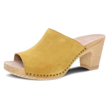 Imagem de Dansko Sandália feminina Tandi Peep Toe – Couro macio tratado com Scotchgard para resistência a manchas – Palmilha acolchoada e contornada para conforto o dia todo, Amarelo, 11.5-12