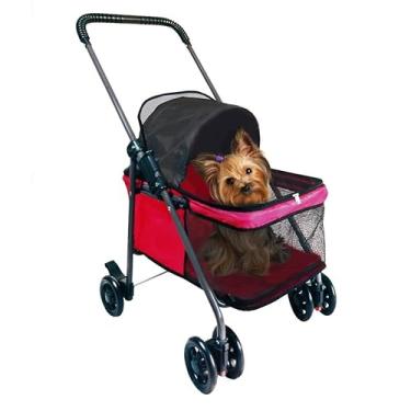 Imagem de Carrinho PET para Passeio Carro Para Transporte De Cães E Gatos/Cachorro Transporte De Animais Cor Vermelho