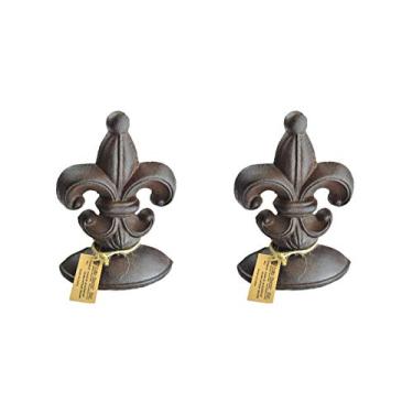 Imagem de Lulu Decor, Cast Iron Fleur De Lis Door Stop, 2 Lbs, Antique Brown Door Stopper (Set of 2)