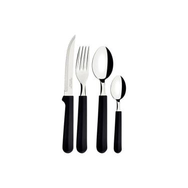 Imagem de Faqueiro Tulum Com Lâminas Em Inox E Cabos De Polipropileno Preto 24pçs - Tramontina