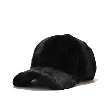 Imagem de Boné de inverno chapéu de pele de coelho sintético masculino feminino boné de beisebol masculino para mulheres boné de beisebol para homens, Preto, G
