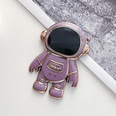 Imagem de Para Oppo a54 Capa de revestimento de suporte de astronauta para Oppo A54 A52 A16 A15 A36 A58 A53 A74 A57 A17 A72 4g 5g Capa de suporte de silicone, apenas suporte roxo, para OPPO A54S