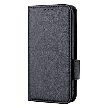 Imagem de Diaobaolee Capa compatível com Alcatel 1S 2021, capa flip de couro com compartimento para cartão, design de carteira, trava magnética, suporte, capa de couro para Alcatel 1S 2021 preta