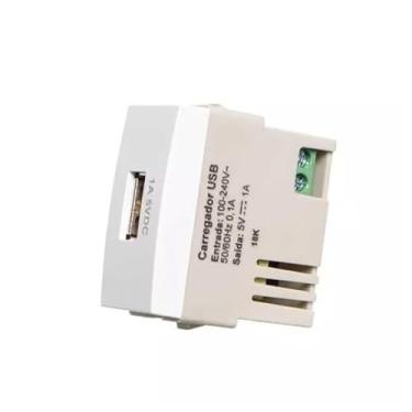 Imagem de Módulo Tomada Carregador USB - Sleek - Branco - [16066] - Margirius