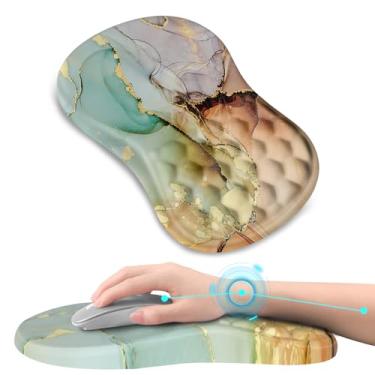 Imagem de AIMSA Mouse pad com suporte de descanso de pulso atualizado, design ergonômico de espuma de memória, alívio da dor, tapete de almofada de pulso confortável antiderrapante base de poliuretano para