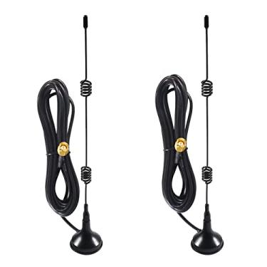 Imagem de AEDIKO Antena Booster WiFi de 2,4 GHz 7dBi (pacote com 2) - Conector SMA macho - Banda dupla (2,4 GHz e 5,8 GHz) - Compatível com roteador WiFi, câmera de segurança, placa de rede, adaptador USB