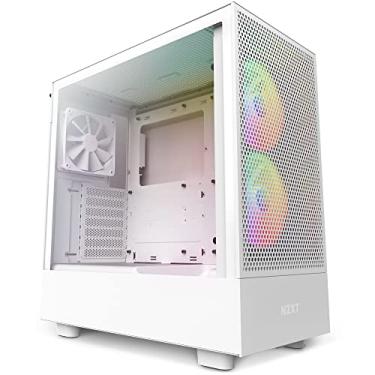 Imagem de NZXT H5 Flow RGB Compact ATX Mid-Tower PC Gaming Case – Alto fluxo de ar painel frontal perfurado vidro temperado gerenciamento de cabos laterais 2 x F140 Core Fans 280 mm Suporte de radiador branco