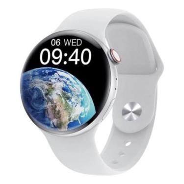 Imagem de Relogio Smartwatch Redondo Feminino Branco Serie 9 Para Samsung Androi