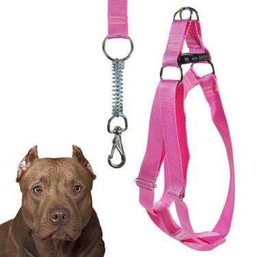 Imagem de Peitoral Americano Coleira Com Guia Para Cachorro Porte Grande Resistente (Rosa)