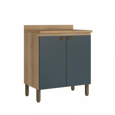 Imagem de Balcão 2 Portas com Tampo 80cm Finesse THB - CAPUCCINO|AZUL