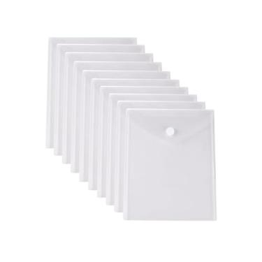 Imagem de YESSART 21 x 28 envelopes plásticos transparentes verticais para armazenamento de arquivos de documentos, pacote com 10 fechos de gancho