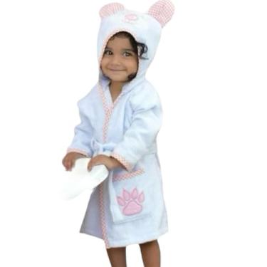 Imagem de Roupão Infantil 100% Algodão para Bebês Crianças Meninas Meninos com Capuz Toalha Aveludada e Felpuda Ideal para Saída de Banho Praia Piscina Natação Presente. (1 a 2 Anos, Cachorro Rosa)