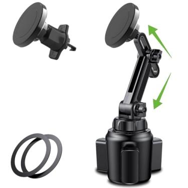 Imagem de Cuxwill Suporte magnético para copo de carro para MagSafe, 2 unidades de suporte de celular para porta-copos de carro e saída de ar [20 ímãs N52], para iPhone 15 14 13 Pro Plus Max Mini, capa MagSafe