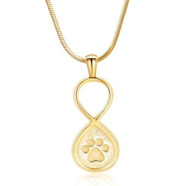 Imagem de VCCWYQK Colar de urna de animal de estimação Infinity Love para cinzas de cão/gato, urna de lembrança funerária, pingente, joia de cremação, Aço inoxidável, Sem Pedra Preciosa
