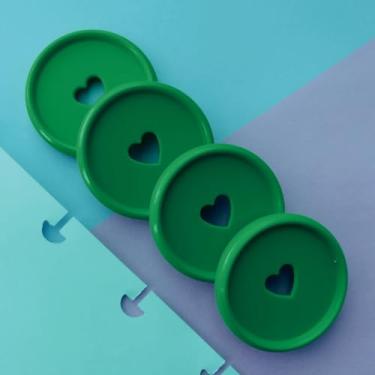 Imagem de Kit 12 Discos G 32mm de Caderno Infinito Sistema Inteligente Amor Infinito Cadernos - Coração (Verde Militar)