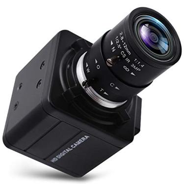 Imagem de SVPRO Câmera USB com zoom, lente varifocal de 2,8 a 12 mm 8 MP, webcam de foco manual, USB de alta definição com câmera para computador com sensor Sony IMX179