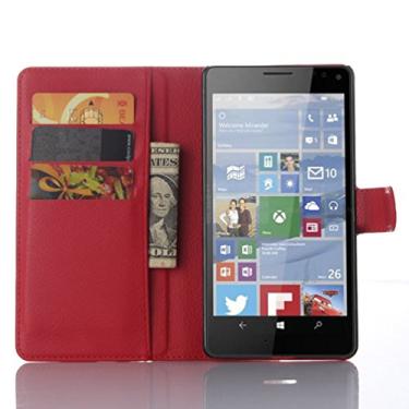 Imagem de Capa para Microsoft Nokia Lumia 950XL de couro PU com suporte para Microsoft Nokia Lumia 950XL, capa de proteção de telefone estilo empresarial, capa com [compartimentos para dinheiro e cartão]