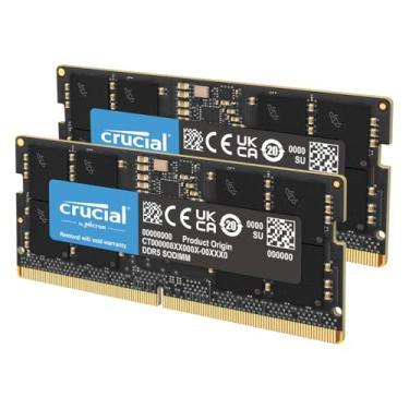 Imagem de Crucial Kit de memória de laptop DDR5 RAM de 16 GB (2 x 8 GB), 5600 MHz (ou 5200 MHz ou 4800 MHz), SODIMM 262 pinos, compatível com Intel Core de 13ª geração e AMD Ryzen 6000 - CT2K8G56C46S5