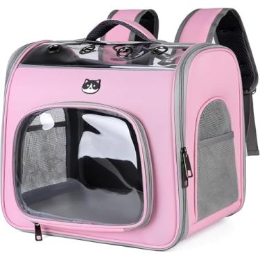 Imagem de Mochila De Transporte Pet Passeio Viagem Cores Bolsa Visão Panorâmica Astronauta Cães Gatos (Rosa)