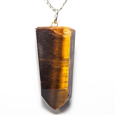 Imagem de Colar Pontinha Olho Tigre 42mm Presilha e Pino Prata 950