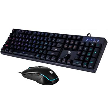 Imagem de HP Combo Teclado + Mouse Gamer KM200 Preto Layout ABNT2 Iluminação LED Mouse Ergonomico 7JH33AA