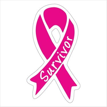 Imagem de Ímã de sobrevivente de câncer de mama em forma de fita rosa para carros, caminhões, SUVs, geladeiras, etc. 19,7 cm x 10,5 cm