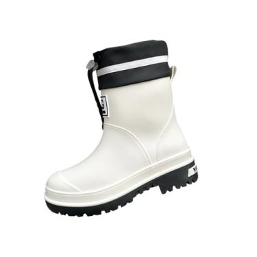Imagem de Fancyes Botas de chuva femininas, sapatos de chuva, resistentes à água, PVC, cano médio, portátil, antiderrapante, botas de chuva, sapatos de jardim para