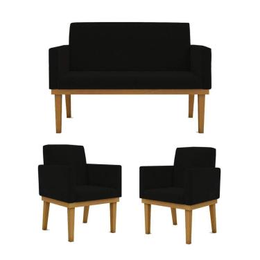 Imagem de Kit 02 Poltrona Courino + 01 Namoradeira Reforçada