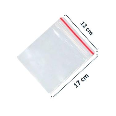 Imagem de Saco Transparente Saquinho Plástico Fecho Zip 12x17 100 Unidades - F.S