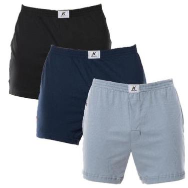 Imagem de Kit 3 Cuecas samba canção 100% algodão com abertura Keeper, Preto, Mar